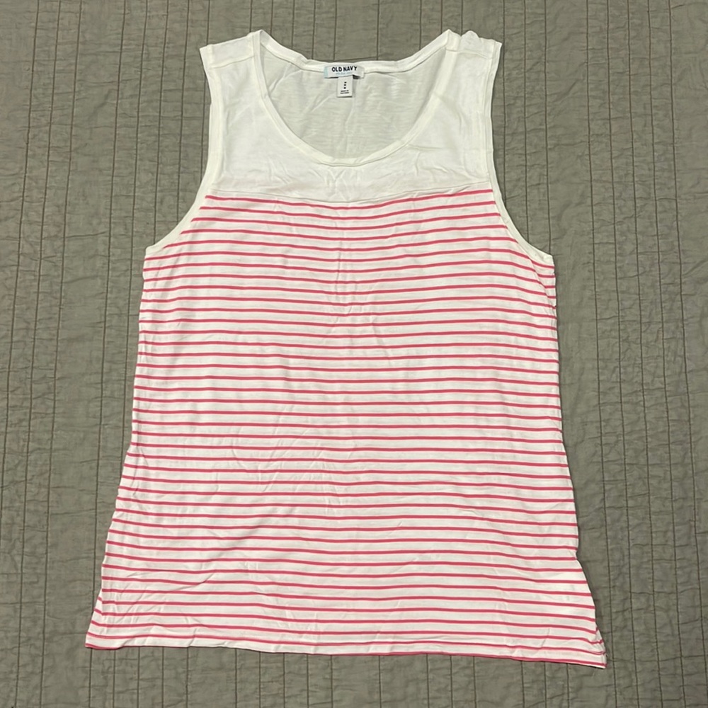 Old Navy (M) - Pink & White Striped Tank Top